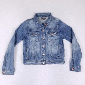 Dear John Denim Jacket Medium Blue Button Front Classic Casual Layering